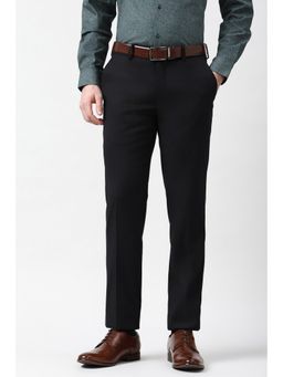 Peter England - Men Black Solid Formal Trouser
