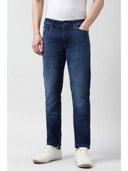 Peter England - Men Navy Mid Wash Jeans
