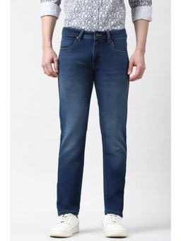 Peter England - Men Blue Mid Wash Jeans