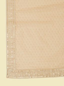 Manyavar - Beige Net Chikankari Embroidery Sequin Work Dupatta for Men