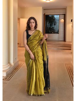 Anjaneya Sarees - Mustard Woven Designer Cotton Silk Kanjivaram Saree with Unstitched Blouse