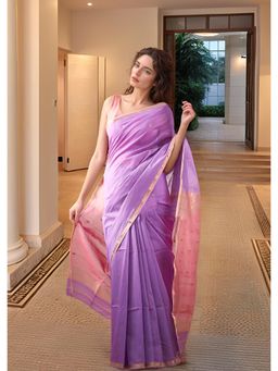 Anjaneya Sarees - Pink Woven Designer Cotton Silk Kanjivaram Saree with Unstitched Blouse