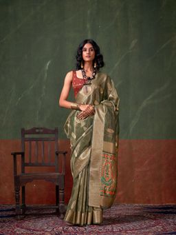 Elora - Soft Tissue Zari Butta Paithani Saree with Unstitched Blouse