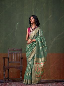 Elora - Soft Tissue Zari Butta Paithani Saree with Unstitched Blouse