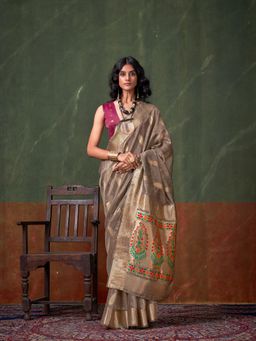 Elora - Soft Tissue Zari Butta Paithani Saree with Unstitched Blouse