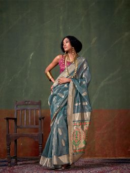Elora - Soft Tissue Zari Butta Paithani Saree with Unstitched Blouse