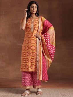 Libas - Orange Pure Cotton Printed Kurta Sets for Women