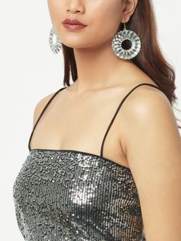 Attic Salt - Black Sequined Glistening Strappy Tank Top