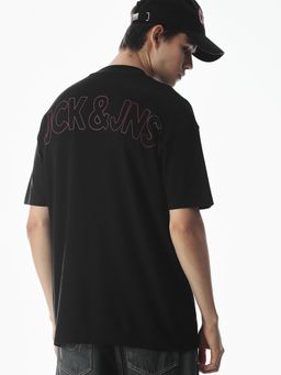 Jack & Jones - Men Black Typography T-Shirt