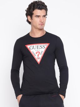 Guess - Men Black Printed T-Shirt