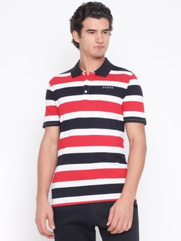 Guess - Men Multi-Color Stripes Polo T-Shirt