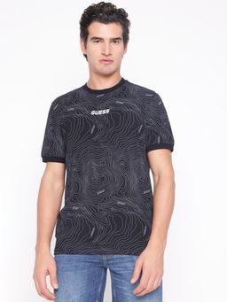 Guess - Men Black Printed T-Shirt