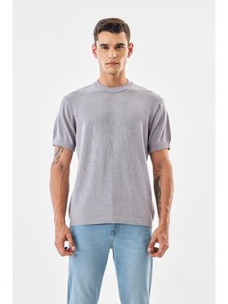 Snitch - Lavender Solid Half Sleeves Regular Casual T-Shirt for Men