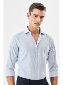 Snitch - Light Blue Striped Full Sleeves Formal Shirt for Men