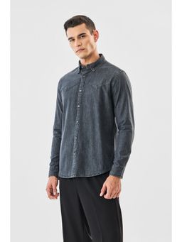 Snitch - Grey Solid Full Sleeves Regular Casual Shirt for Men