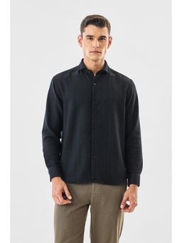 Snitch - Black Textured Full Sleeves Regular Shirt for Men