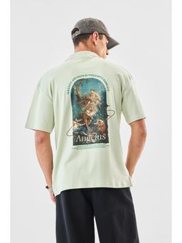 Snitch - Green Graphic Oversized Casual T-Shirt for Men