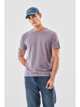 Snitch - Lavender Solid Casual T-Shirt for Men