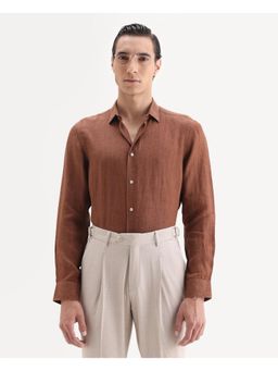 Rare Rabbit - Men Brown Solid Regular Fit Shirt