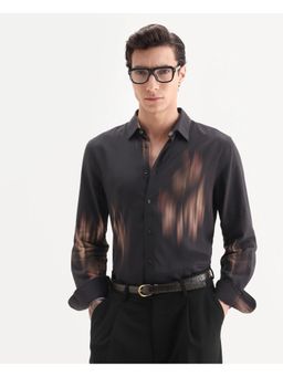 Rare Rabbit - Men Black Tie & Dye Print Shirt