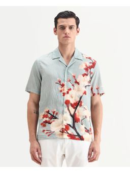 Rare Rabbit - Men Blue Floral Print Shirt