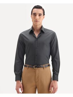 Rare Rabbit - Men Grey Textured Regular Fit Jacquard Shirt