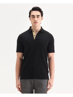 Rare Rabbit - Men Black Solid Polo T-shirt
