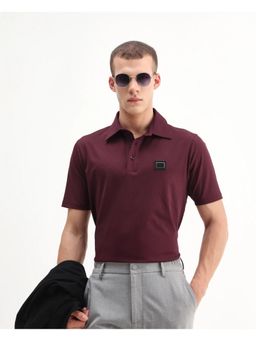 Rare Rabbit - Men Maroon Solid Polo T-shirt