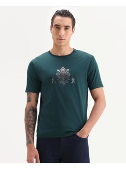 Rare Rabbit - Men Teal Graphic T-Shirt