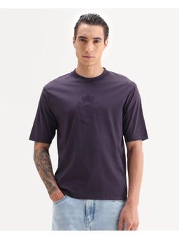 Rare Rabbit - Men Purple Embroidered T-Shirt