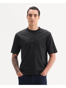 Rare Rabbit - Men Black Graphic T-Shirt