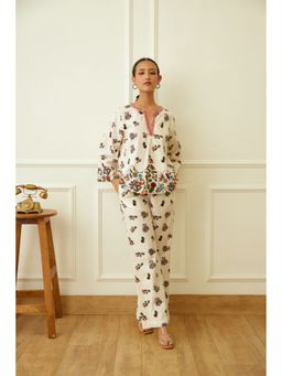 Nikasha - Ivory Kohinoor Poplin Buta Print Co-ord (Set of 2)