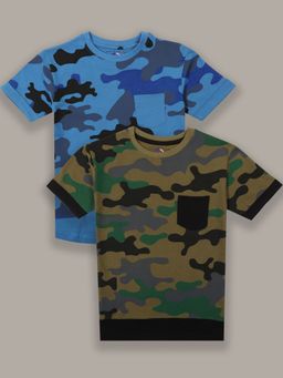 Jumping Joey - Boys Printed Multi Color Regular Fit T-shirt (Pack of 2)