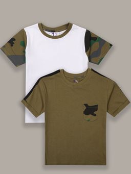 Jumping Joey - Boys Solid Multi Color Regular Fit T-shirt (Pack of 2)