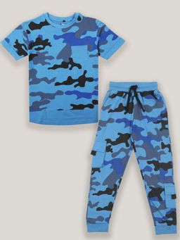 Jumping Joey - Boys Blue Regular Fit Co-ord Set (Set of 2)