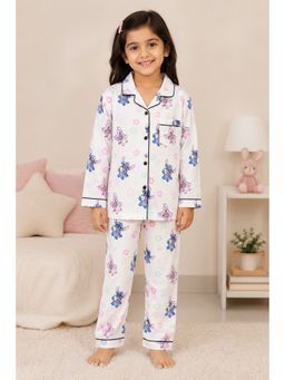 Shopbloom - White Printed Cotton Regular Shirt and Pyjama