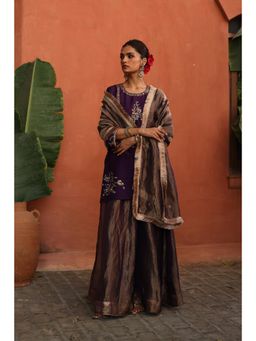 Begum Pret - Purple Ruksar Kurta with Palazzo and Dupatta (Set of 3)