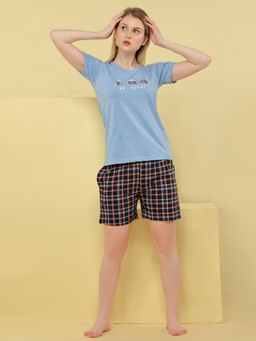 Velure - Half Sleeve with Light Blue Top and Navy Blue Shorts (Set of 2)