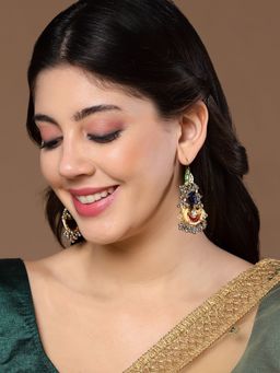 Dugran By Dugristyle - Multi-Color Drop Earring with Kundan & Pearls