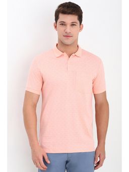 Allen Solly - Men Pink Print Collar Neck Polo T-Shirt