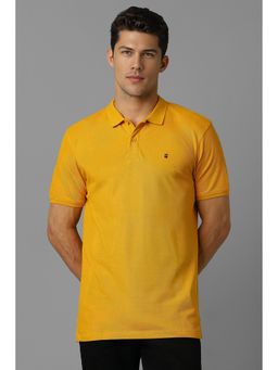 Louis Philippe - Men Yellow Solid Collar Neck Polo T-Shirt
