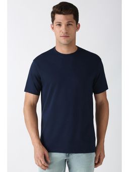 Peter England - Men Navy Solid Round Neck Round Neck T-Shirt