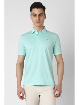 Van Heusen - Men Green Print Collar Neck Polo T-Shirt