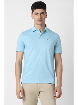 Van Heusen - Men Blue Print Collar Neck Polo T-Shirt