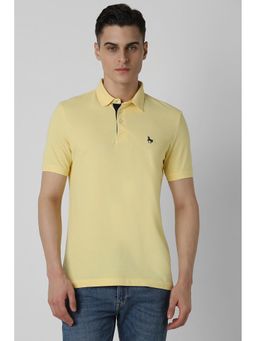 Van Heusen - Men Yellow Solid Collar Neck Polo T-Shirt
