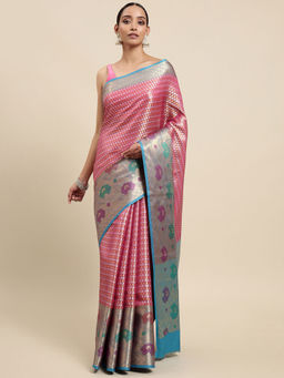 Mimosa - Womens Kanjivaram Art Silk Saree with Unstiched Blouse (5648-10373-TD-RN-RB)