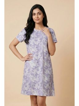 Zivame - Beach Collection Knit Poly Knee Length Nightdress With Inbuilt Slip On Bra - Blanc De