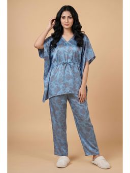 Zivame - Satin Kaftan Top with Pyjama - Glacier Lake