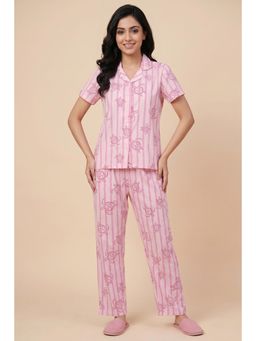 Zivame - Knit Cotton Shirt with Pyjama - Festival Bloom