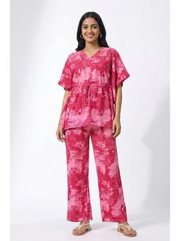 Zivame - Woven Kaftan Top with Pyjama - Cashmere Rose